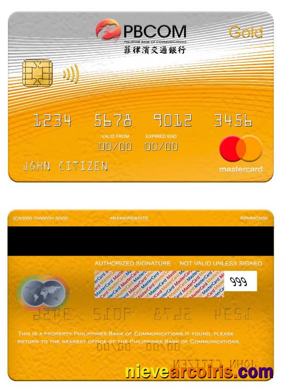 Philippines Bank of Communications mastercard gold